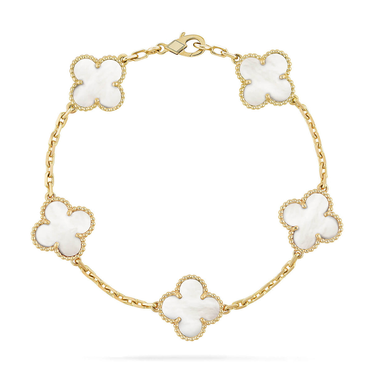 [GALE]CLOVER WHITE PEARL MOP 5 MOTIF BRACELET COLLECTION