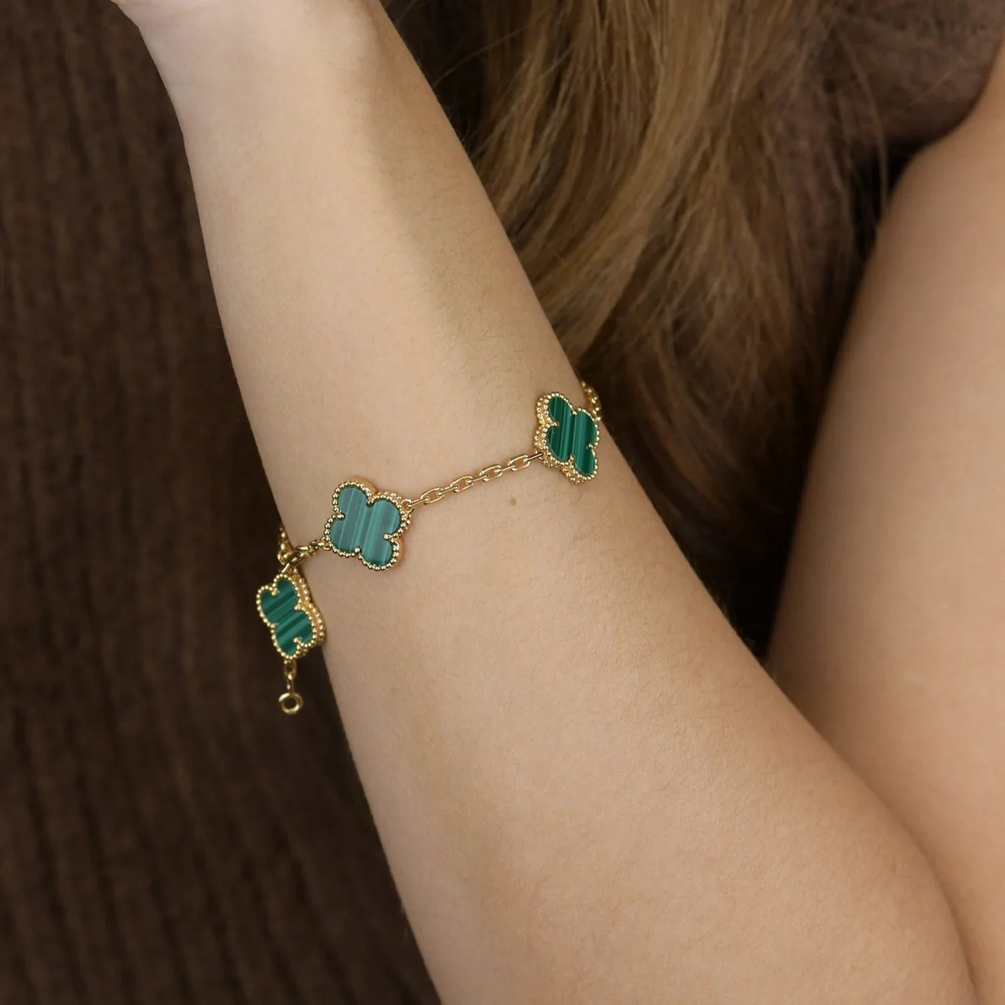 [GALE] CLOVER 5 MOTIF MALACHITE BRACELET COLLECTION