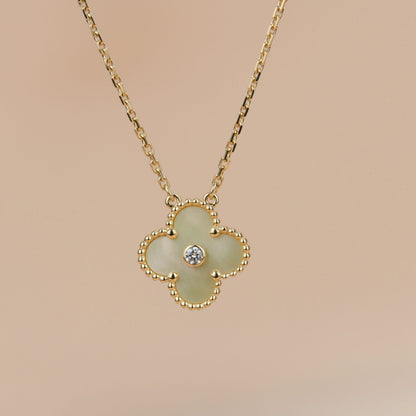 [GALE]CLOVER 15MM DIAMANT GOLD PERLMUTT-HALSKETTE