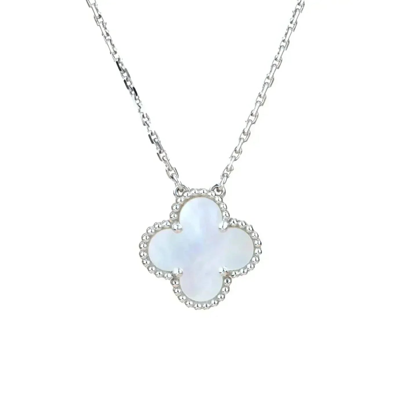 [GALE]CLOVER 15MM WEISSES PERLMUTT SILBER