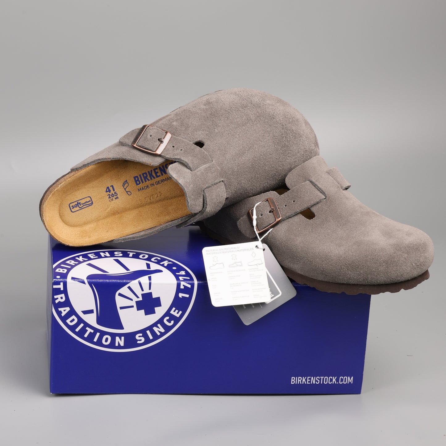 Boston Soft Footbed Stone Suede