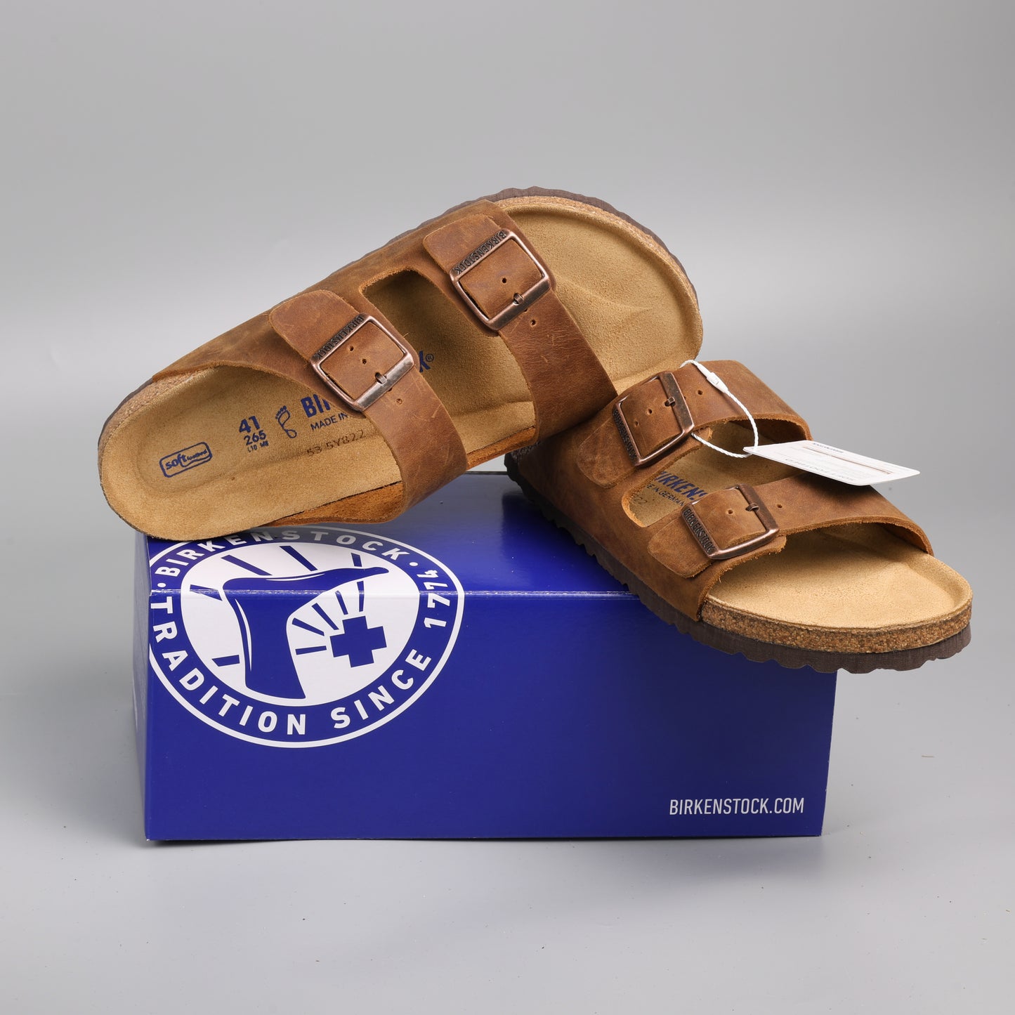 Arizona Soft Footbed Waxed Leather, Amber Brown