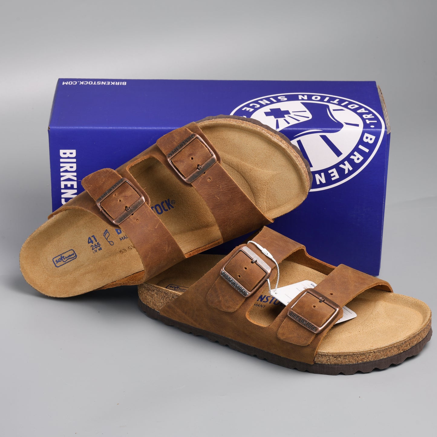 Arizona Soft Footbed Waxed Leather, Amber Brown