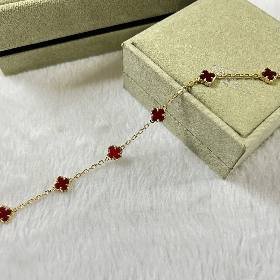 [GALE]CLOVER 6 MOTIF RED AGATE BRACELET