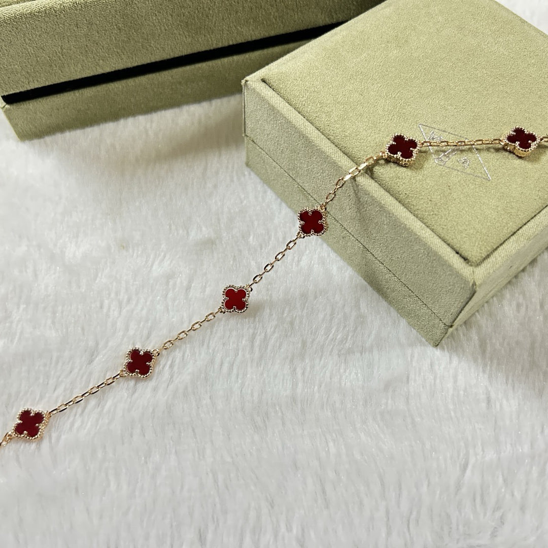 [GALE]CLOVER 6 MOTIF RED AGATE BRACELET