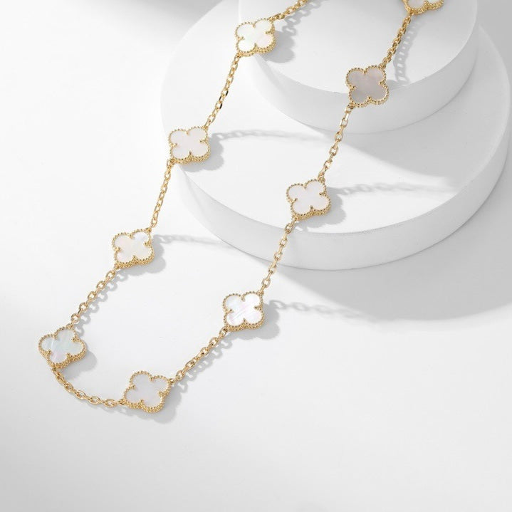 [GALE]CLOVER 10 MOTIFS WHITE MOTHER OF PEARL NECKLACE