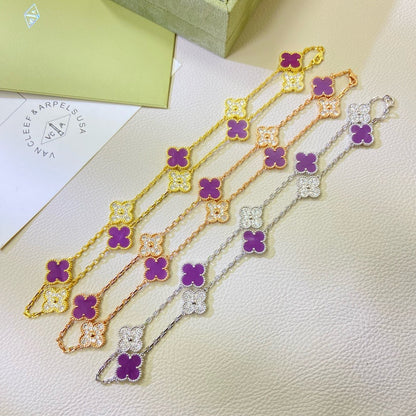 [GALE]CLOVER 10 MOTIFS LILA VIOLETT DIAMANT-KETTE