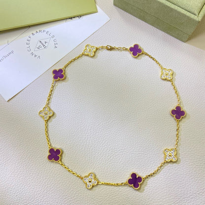 [GALE]CLOVER 10 MOTIFS LILA VIOLETT DIAMANT-KETTE