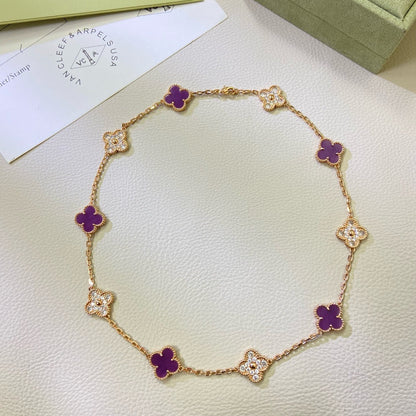 [GALE]CLOVER 10 MOTIFS LILA VIOLETT DIAMANT-KETTE