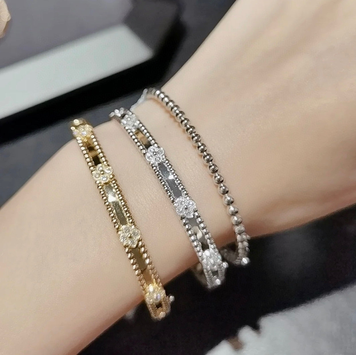 [GALE]Clover Armband 4mm Diamanten