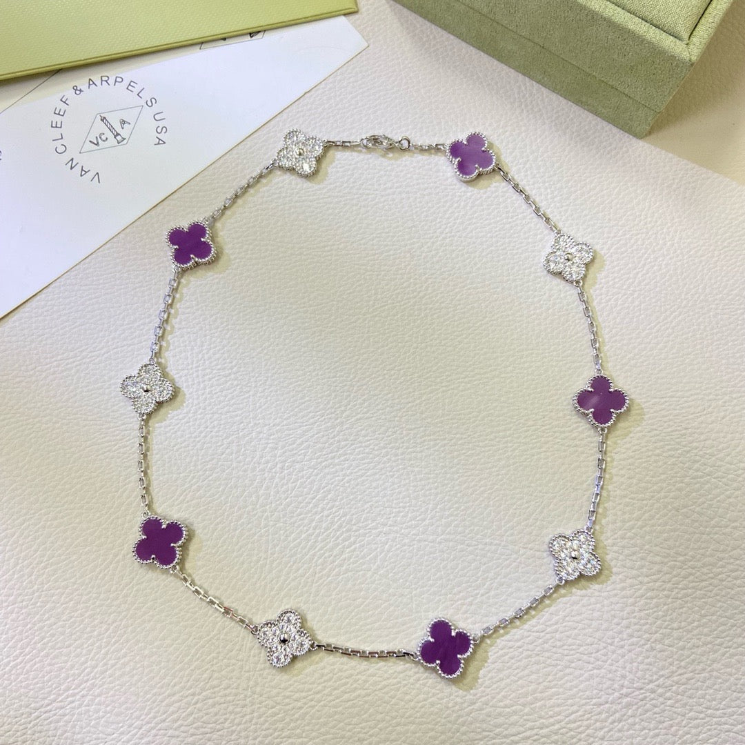 [GALE]CLOVER 10 MOTIFS LILA VIOLETT DIAMANT-KETTE