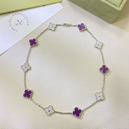 [GALE]CLOVER 10 MOTIFS LILA VIOLETT DIAMANT-KETTE