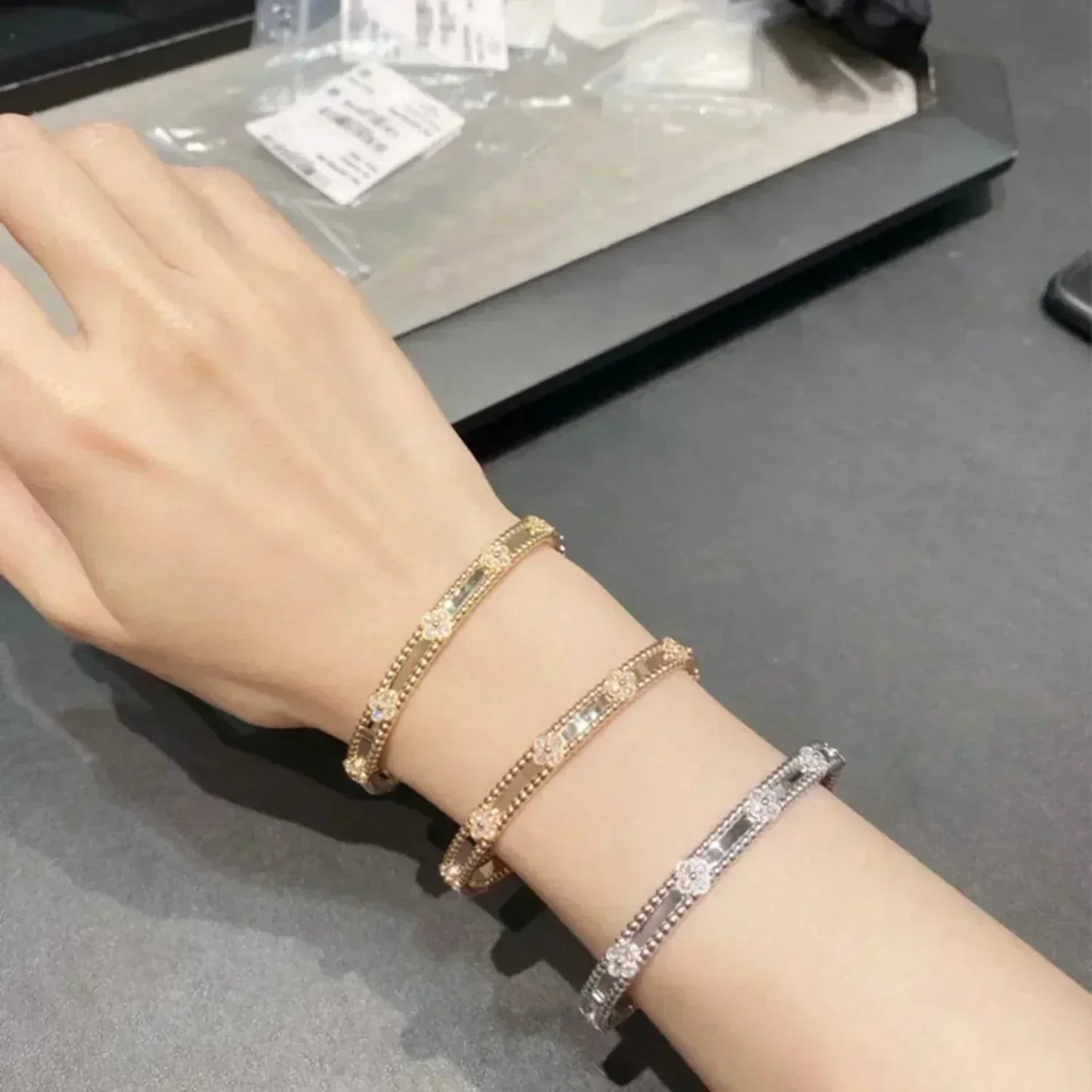 [GALE]Clover Armband 4mm Diamanten