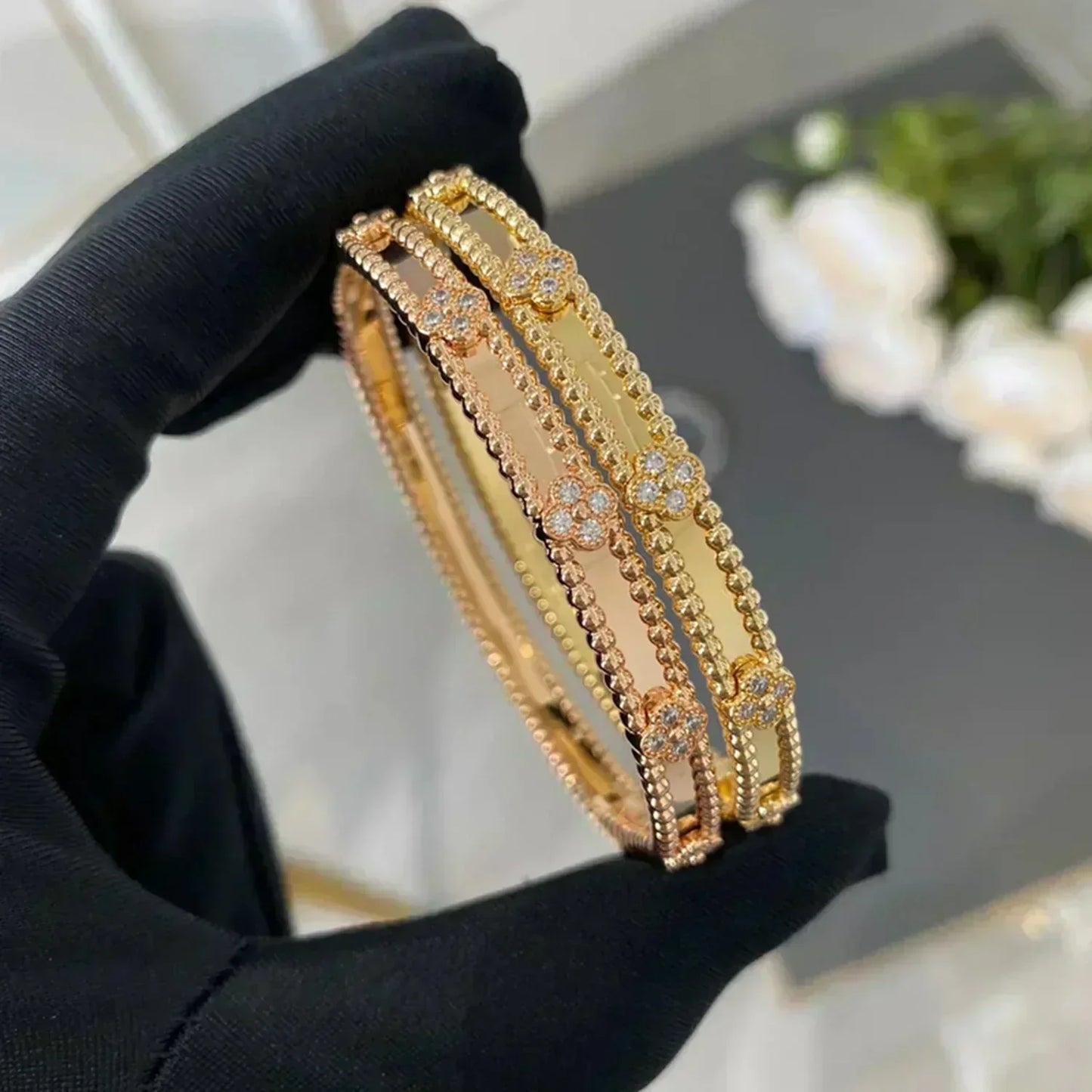 [GALE]Clover Armband 4mm Diamanten