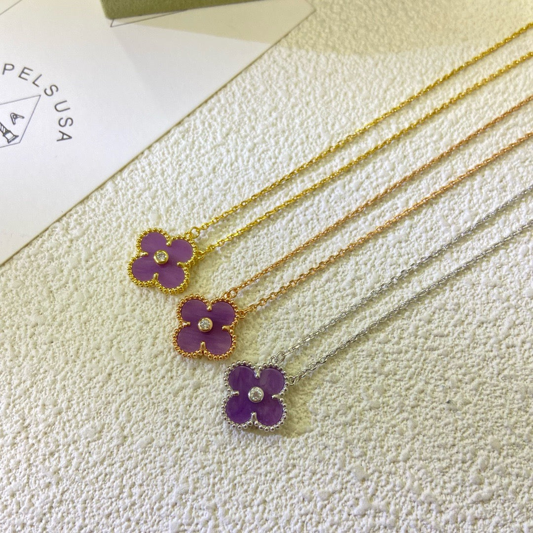 [GALE]CLOVER 15MM DIAMANT LILA VIOLETT-KETTE