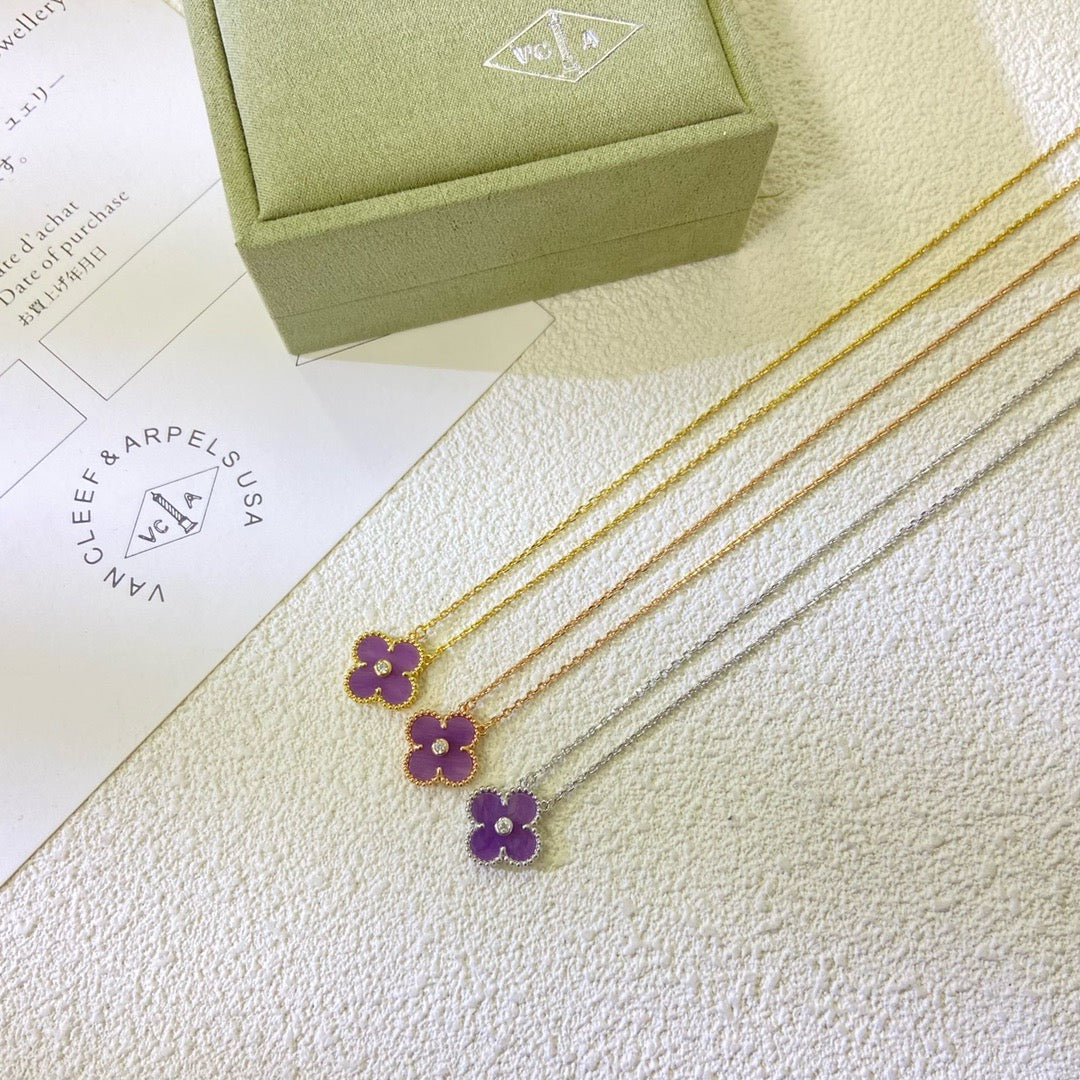 [GALE]CLOVER 15MM DIAMANT LILA VIOLETT-KETTE
