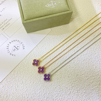 [GALE]CLOVER 15MM DIAMANT LILA VIOLETT-KETTE