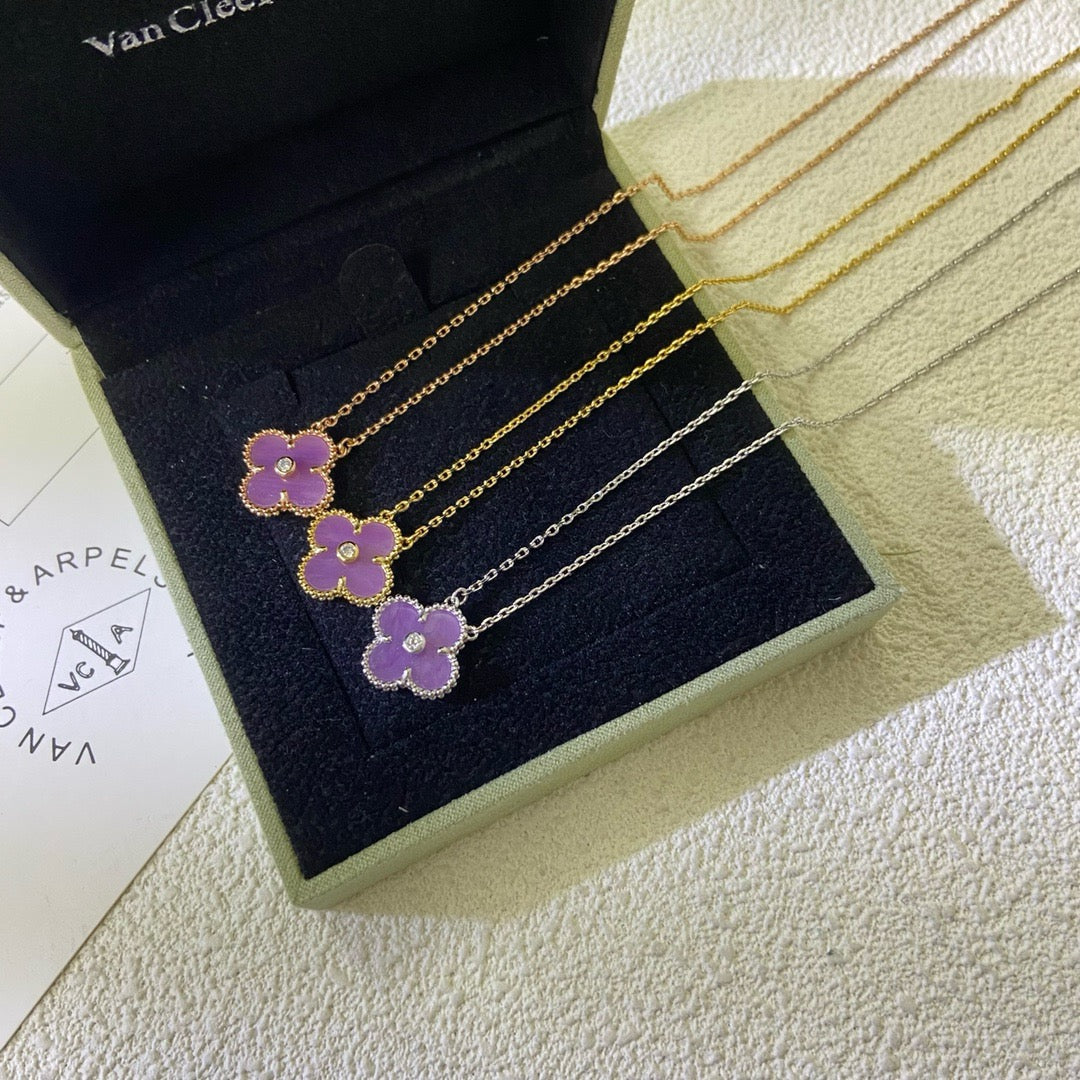 [GALE]CLOVER 15MM DIAMANT LILA VIOLETT-KETTE