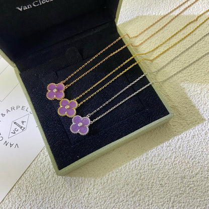 [GALE]CLOVER 15MM DIAMANT LILA VIOLETT-KETTE