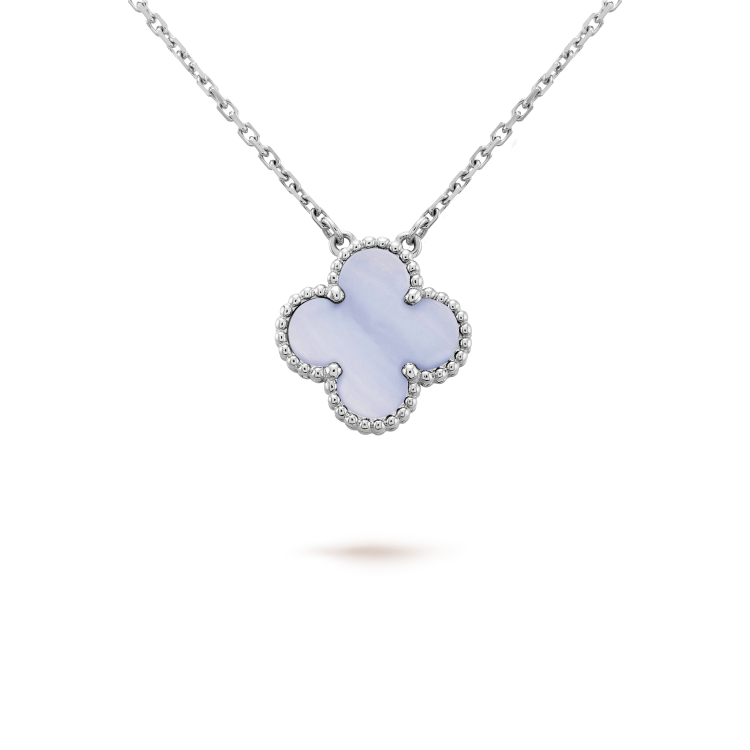 [GALE]CLOVER 15MM BLAUE CHALCEDON-HALSKETTE SILBER