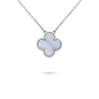 [GALE]CLOVER 15MM BLAUE CHALCEDON-HALSKETTE SILBER