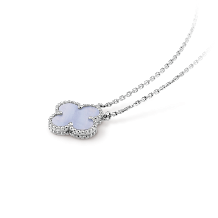 [GALE]CLOVER 15MM BLAUE CHALCEDON-HALSKETTE SILBER