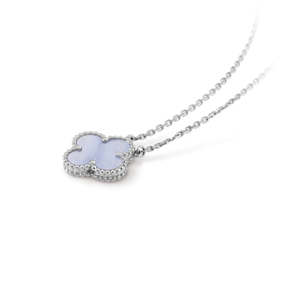 [GALE]CLOVER 15MM BLAUE CHALCEDON-HALSKETTE SILBER