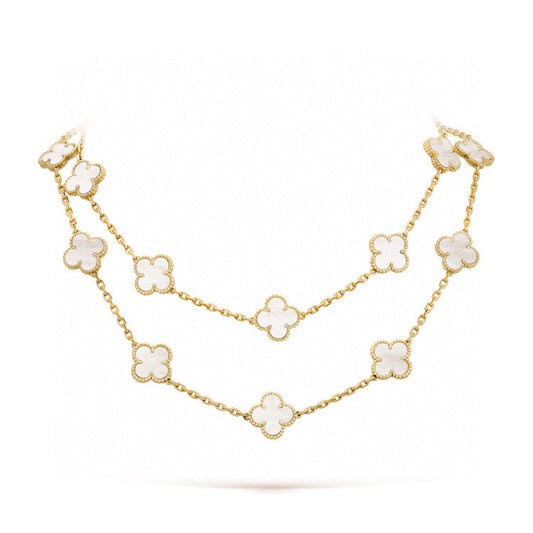 [GALE]CLOVER 20 MOTIFS WHITE MOP NECKLACE