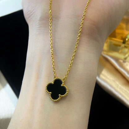 [GALE]CLOVER 15MM SCHWARZE ONYX-EINZELBLÜTEN-KETTE
