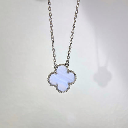 [GALE]CLOVER 15MM BLAUE CHALCEDON-HALSKETTE SILBER