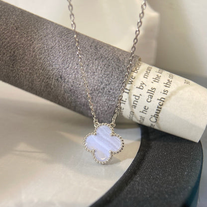 [GALE]CLOVER 15MM BLAUE CHALCEDON-HALSKETTE SILBER