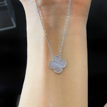 [GALE]CLOVER 15MM BLAUE CHALCEDON-HALSKETTE SILBER