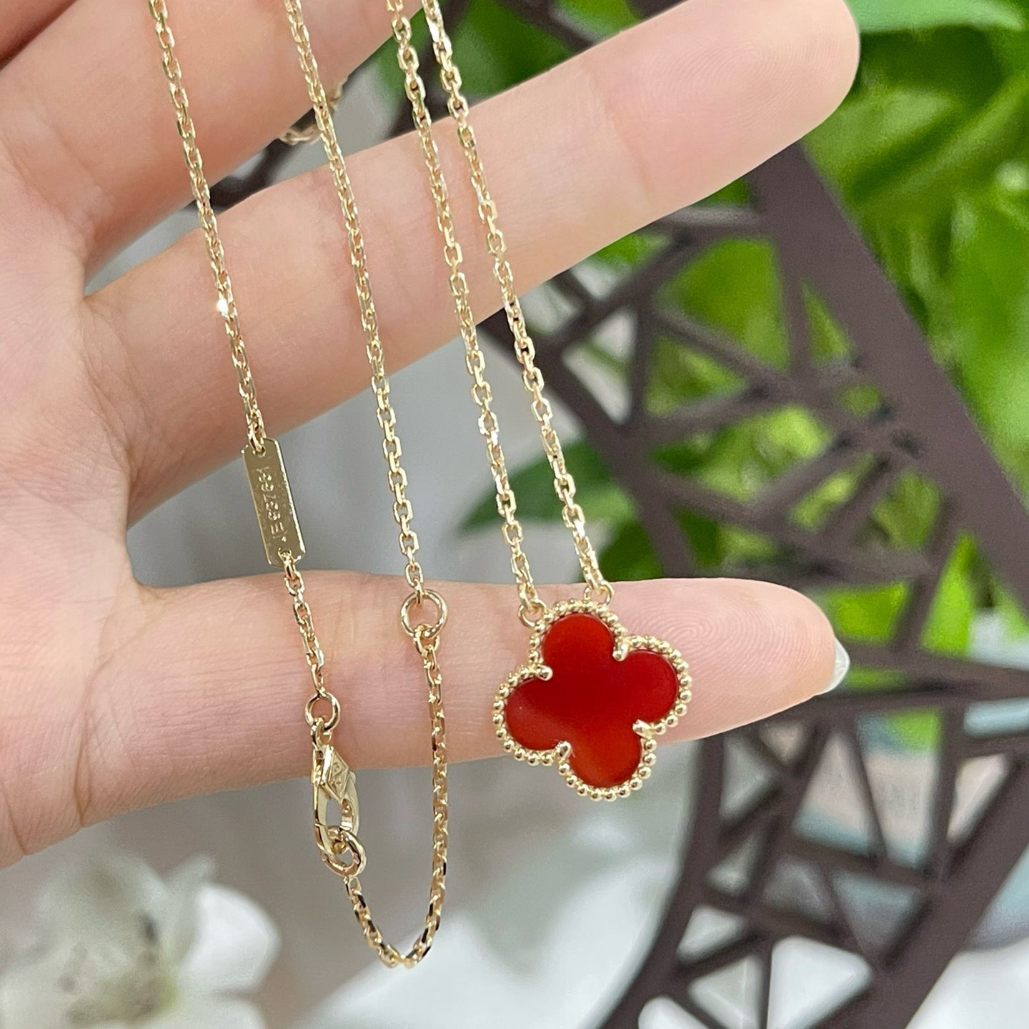 [GALE]CLOVER 15MM CARNELIAN EINZELBLÜTEN-KETTE