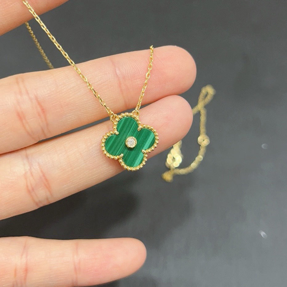 [GALE]CLOVER 15MM DIAMANT-TÜRKIS-HALSKETTE