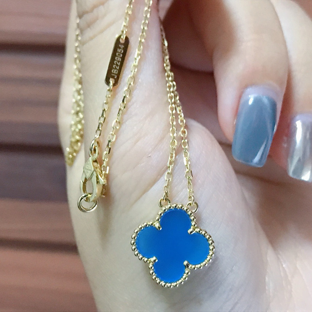 [GALE]CLOVER 15MM BLAUER ACHAT-KETTE