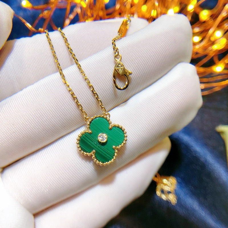 [GALE]CLOVER 15MM DIAMANT-TÜRKIS-HALSKETTE