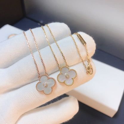 [GALE]CLOVER 15MM DIAMANT WEISSE FRITILLARIA-HALSKETTE