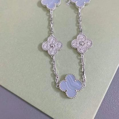 [GALE] CLOVER 5 MOTIF PURPLE CHALCEDONY BRACELET COLLECTION