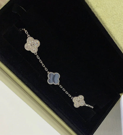 [GALE] CLOVER 5 MOTIF PURPLE CHALCEDONY BRACELET COLLECTION