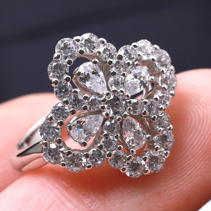 [GALE] Loop-Ring mit Vollmotiv-Diamant, 16 mm, Silber