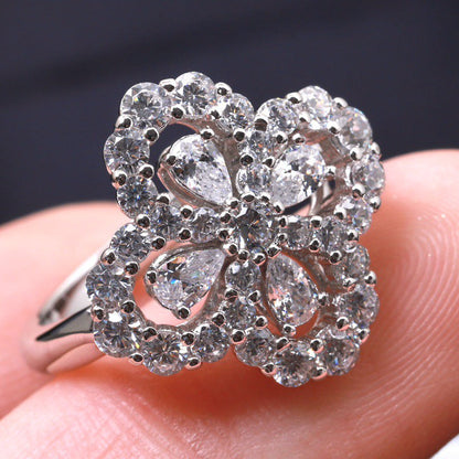 [GALE] Loop-Ring mit Vollmotiv-Diamant, 16 mm, Silber