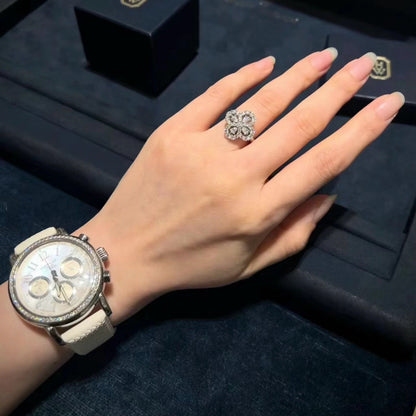 [GALE] Loop-Ring mit Vollmotiv-Diamant, 16 mm, Silber