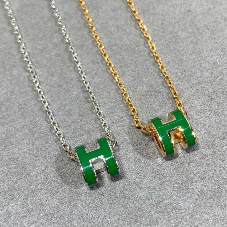 [GALE]POP H GRÜNE KETTE SILBER UND GOLD