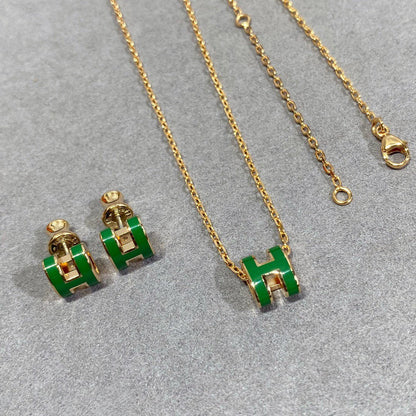 [GALE]POP H GRÜNE KETTE SILBER UND GOLD