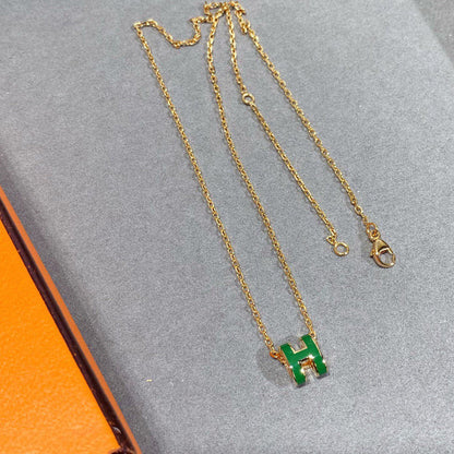 [GALE]POP H GRÜNE KETTE SILBER UND GOLD