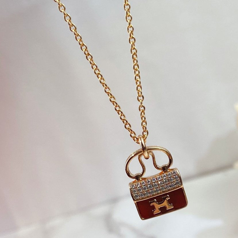 [GALE]CONSTANCE ROTER ANHÄNGER ROSÉGOLD KETTE