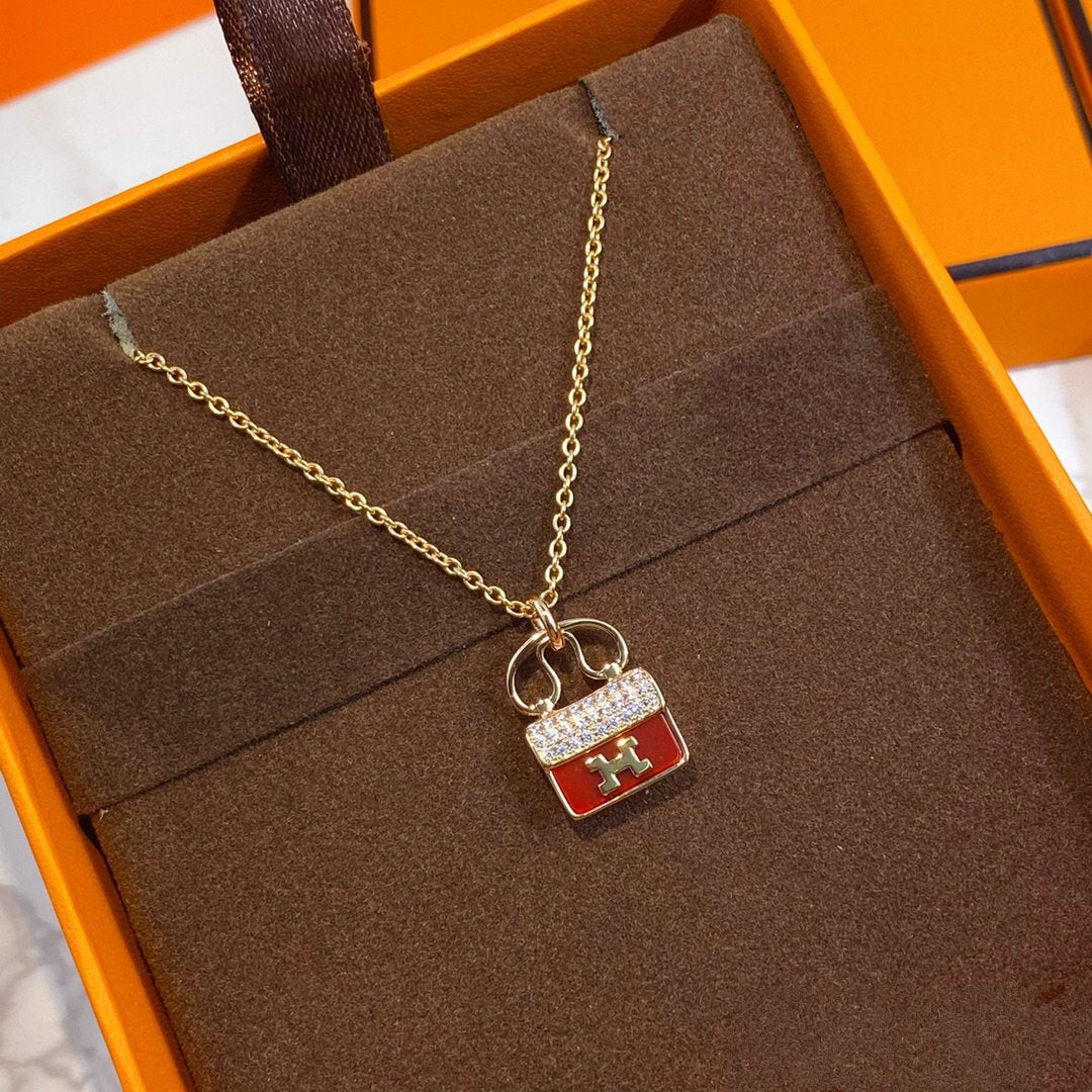 [GALE]CONSTANCE ROTER ANHÄNGER ROSÉGOLD KETTE