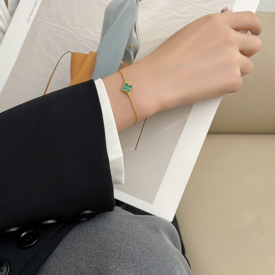 [GALE] Kleeblatt-Armband, Malachit, 1 Motiv