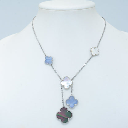 [GALE] KETTEN-MOP-CHALCEDON-HALSKETTE, SILBER, 6-MOTIV 