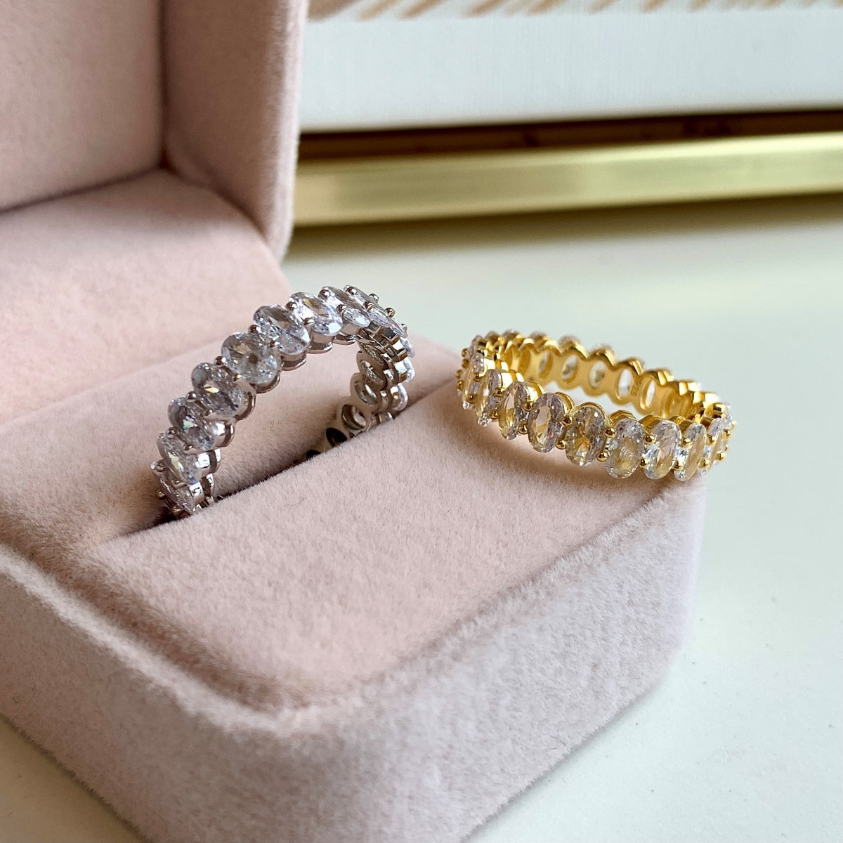 [GALE]Ornate Oval Cut Tennis Ring